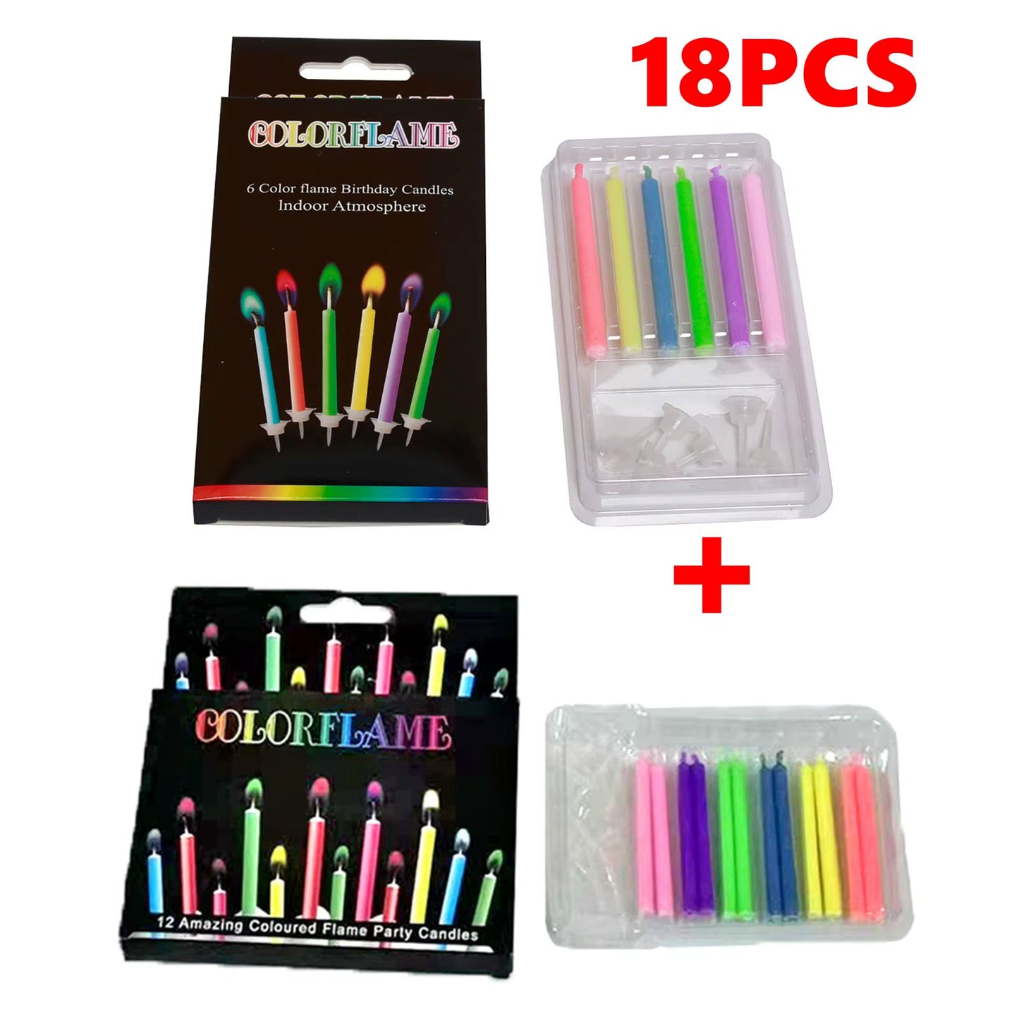 36-Piece Set of Eco-Friendly Colorful Birthday and Christmas Candles with Super Bright Flames