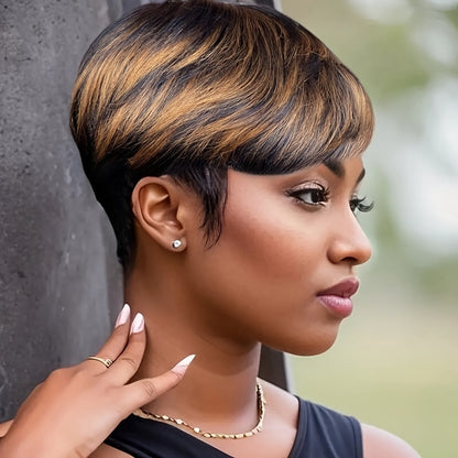 Women'S Elegant Short Bob Wig - Glueless Layered Bangs, Density Human Hair, Natural Look, No Glue Needed, Everyday & Party Hairstyle, Easy Maintenance, Perfect for Easter, Holidays, and Everyday Use - Ideal for Beginners & Pr