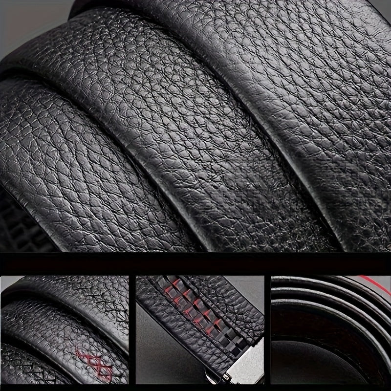 Men's Luxury Automatic Belt - Adjustable Formal & Casual Dress Belt with Alloy Auto Buckle, One-Touch Closure, Compatible with Dress Pants, Jeans, Business & Casual Attire - Ideal Gift for Dad, Husband, Professionals - Durabl