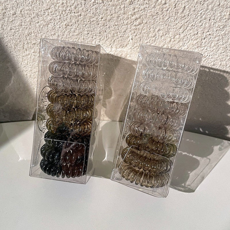 [No Crease Hair Ties] 9 Pcs No Crease Spiral Hair Ties | Coil Hair Ties, Phone Cord Hair Ties, Women Ponytail Holder Elastics