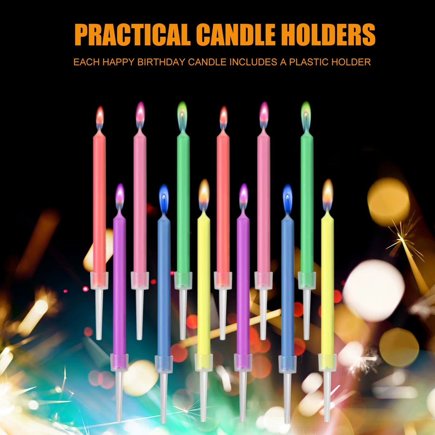 36-Piece Set of Eco-Friendly Colorful Birthday and Christmas Candles with Super Bright Flames