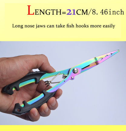 Saltwater Resistant Fishing Pliers with Split Ring Hook Removers, Lanyard & Sheath - Essential Fishing Gear Accessories for Easy Tackle Management - Stainless Steel - For Anglers - Ideal for Saltwater & Freshwater Fishing - G