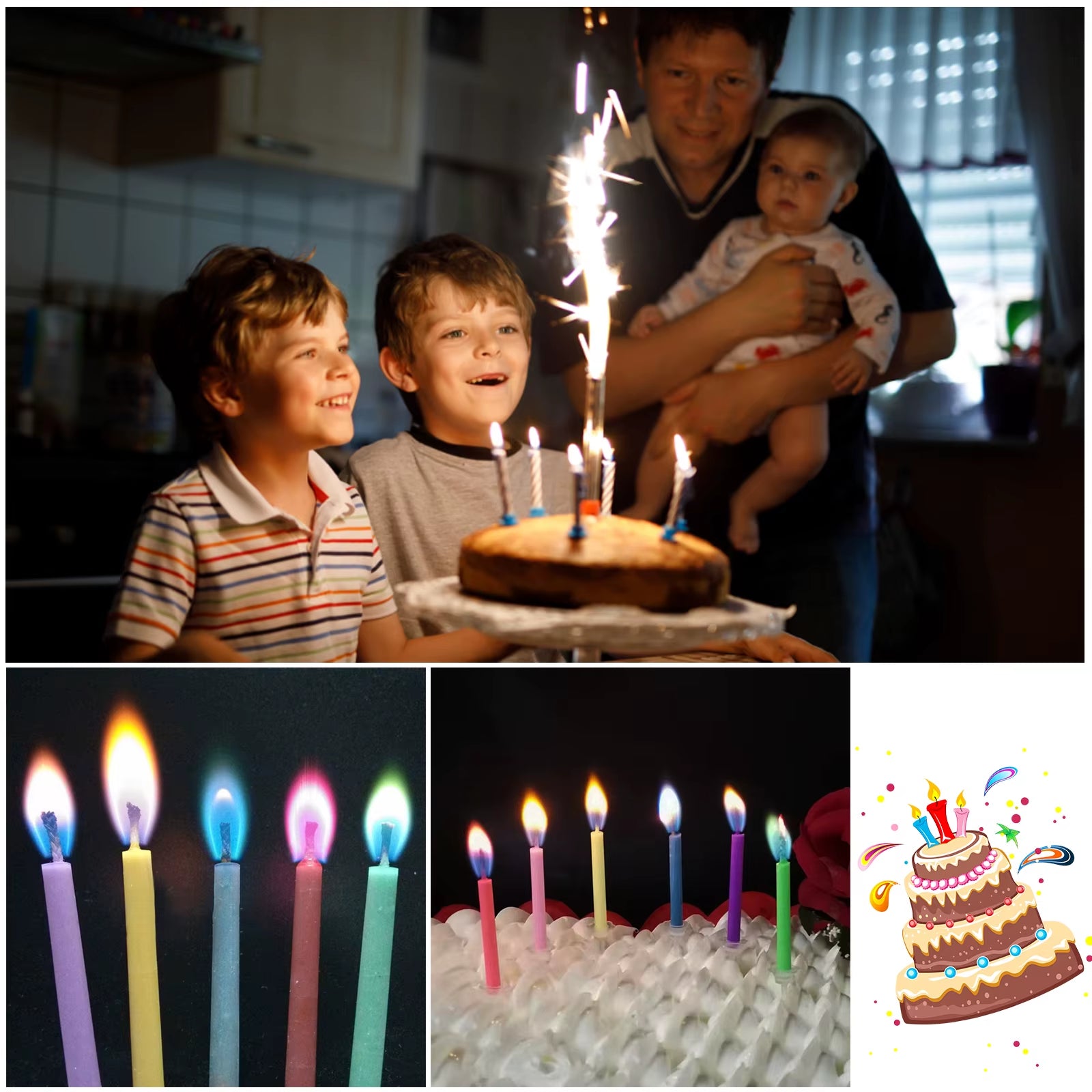 36-Piece Set of Eco-Friendly Colorful Birthday and Christmas Candles with Super Bright Flames