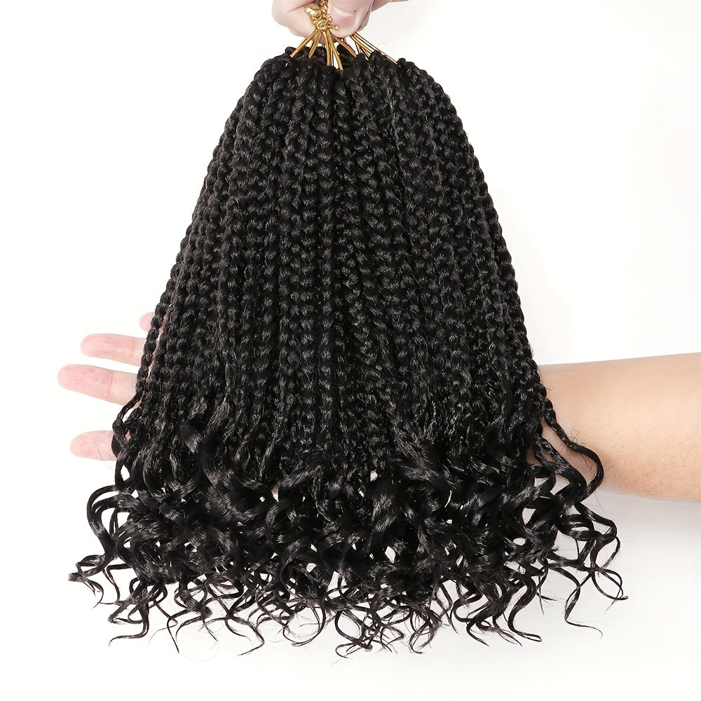 3 Packs Bellqueen Bohemian Box Braids Crochet Hair Extensions with Curly Ends - 10 Inch Short Box Braids, Dark Brown/Black -Looking Dreadlock-like Braids for Women, Volume & Length, Easy Clip-In/Weave-On (No)