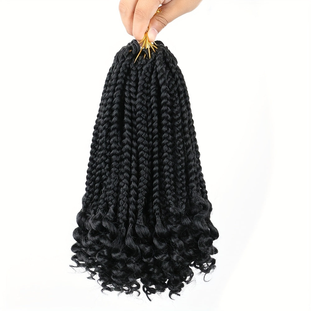 3 Packs Bellqueen Bohemian Box Braids Crochet Hair Extensions with Curly Ends - 10 Inch Short Box Braids, Dark Brown/Black -Looking Dreadlock-like Braids for Women, Volume & Length, Easy Clip-In/Weave-On (No)