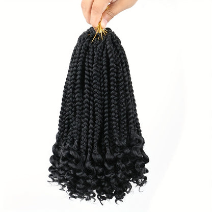 3 Packs Bellqueen Bohemian Box Braids Crochet Hair Extensions with Curly Ends - 10 Inch Short Box Braids, Dark Brown/Black -Looking Dreadlock-like Braids for Women, Volume & Length, Easy Clip-In/Weave-On (No)